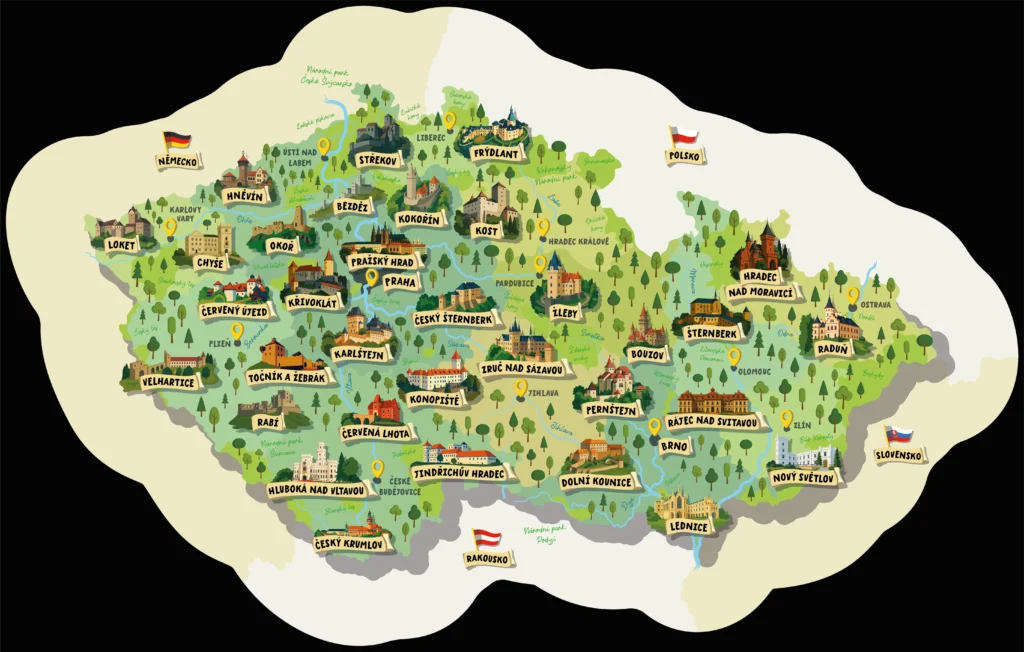 Grafický design mapacr hrady zamky